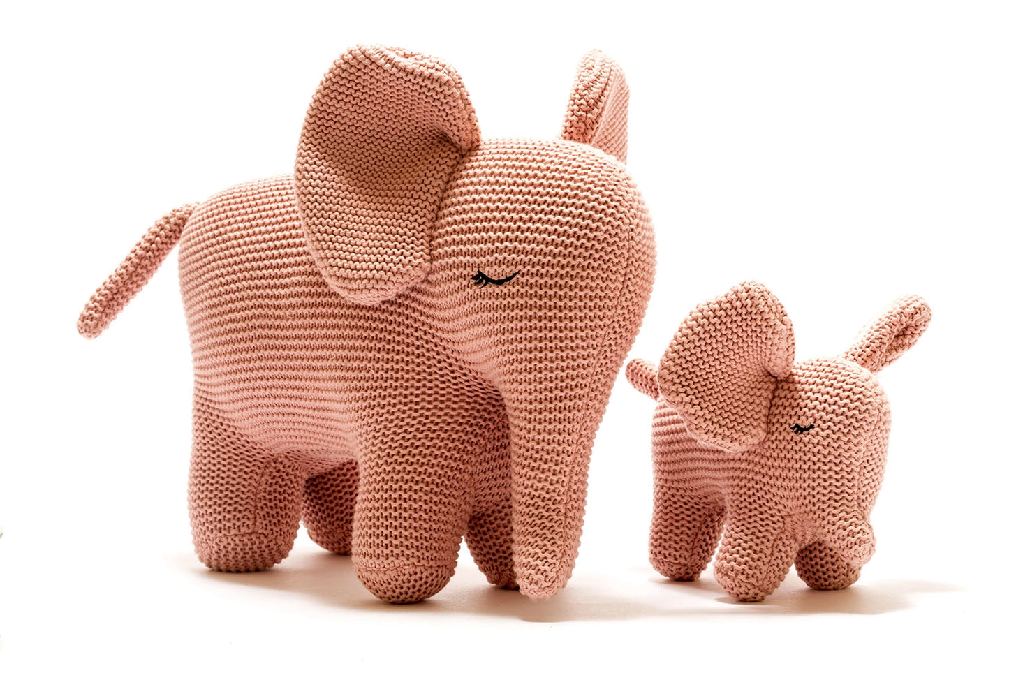 Large Knitted Elephant Soft Toy - Pink