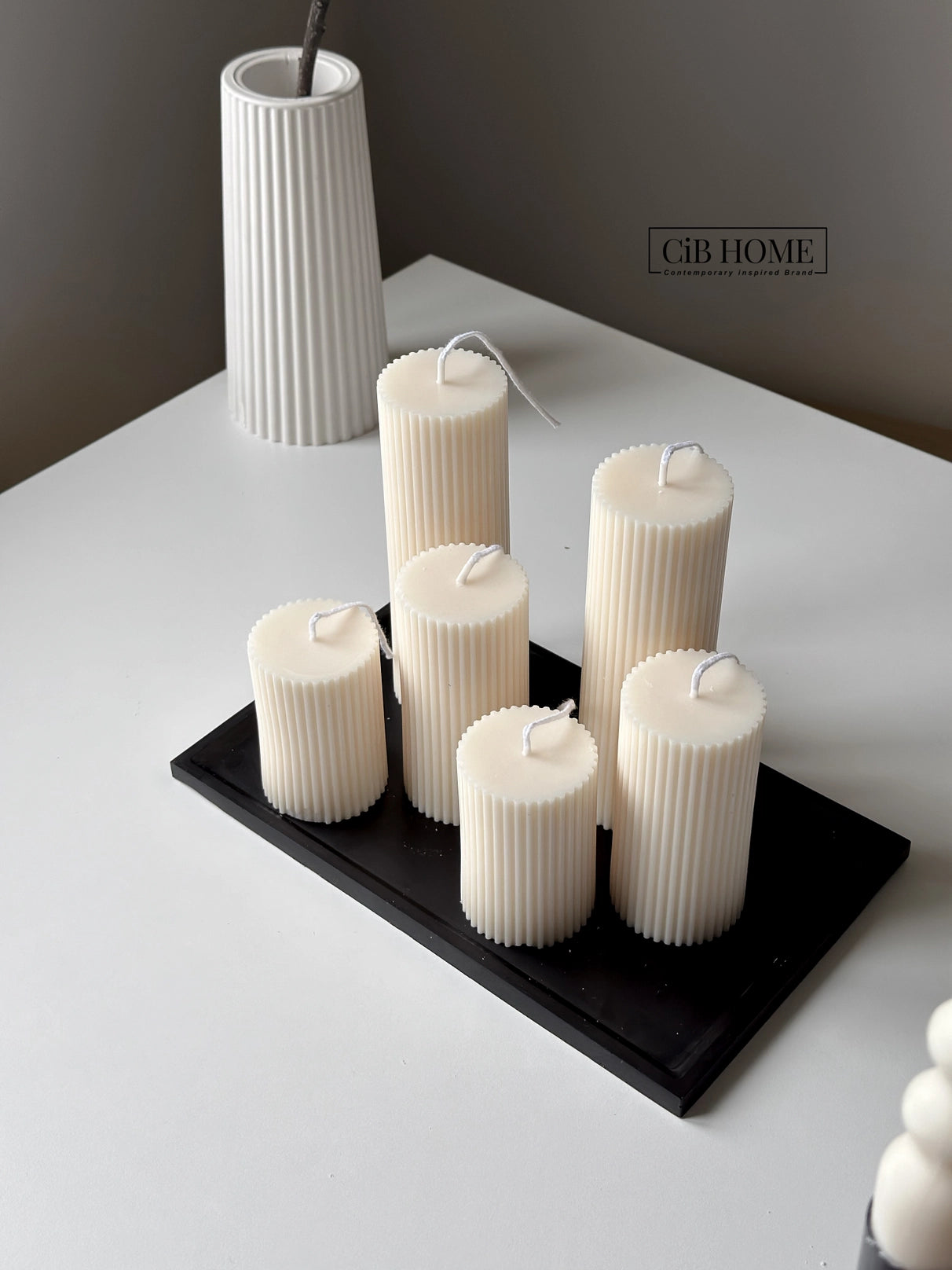 Medium Ribbed Pillar Candle