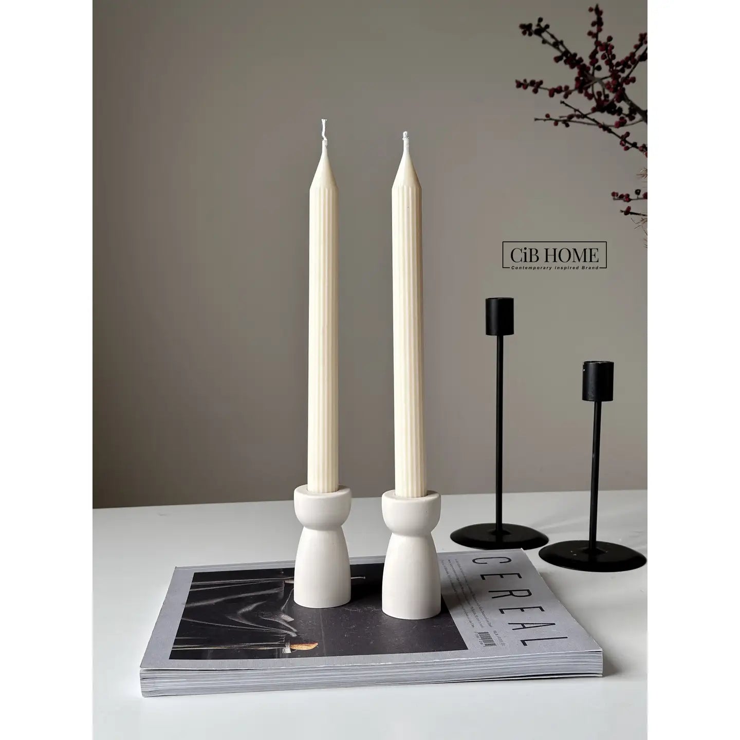 Set of Candlestick Holders - Natural Stone