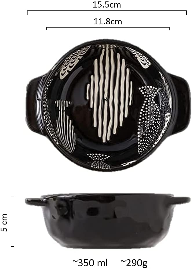 Round Oven Ceramic Dish Set- Black Fish