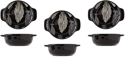 Round Oven Ceramic Dish Set- Black Fish
