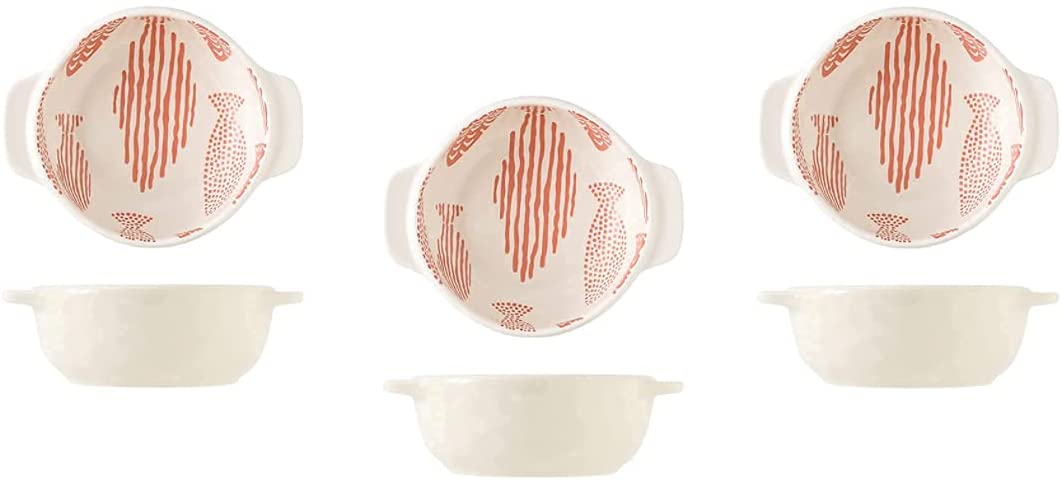 Round Oven Ceramic Dish Set - White Fish