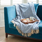 Recycled Woven Cotton Throw - Blue