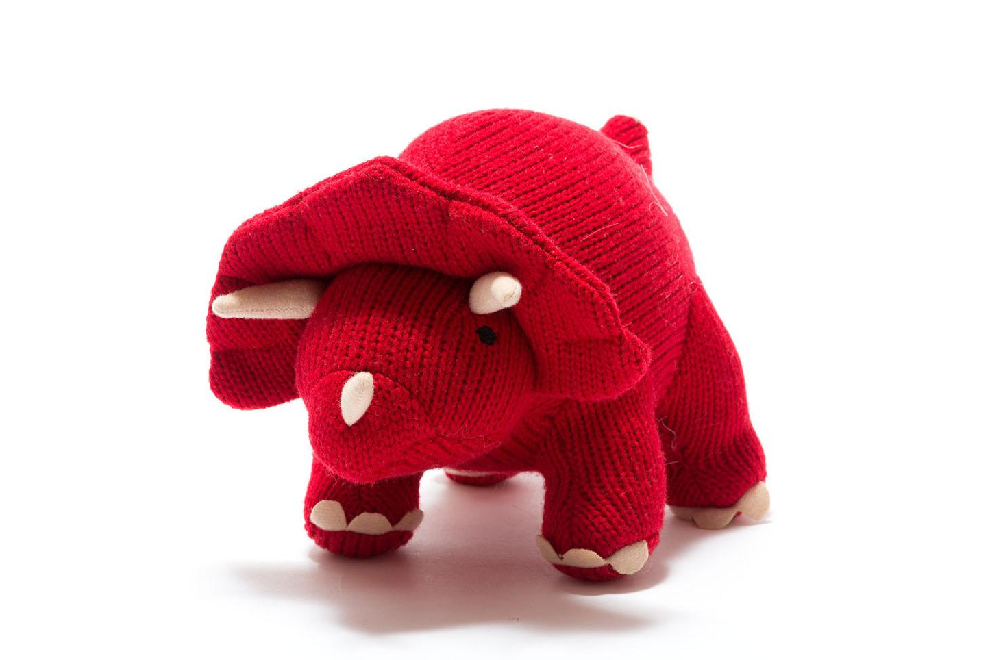 Triceratops Knitted Dinosaur - Red