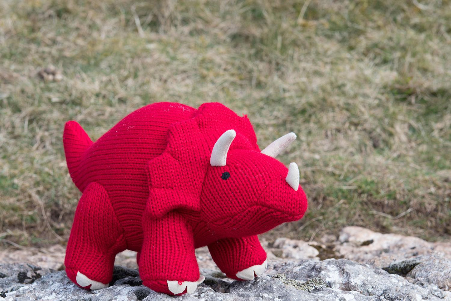 Triceratops Knitted Dinosaur - Red