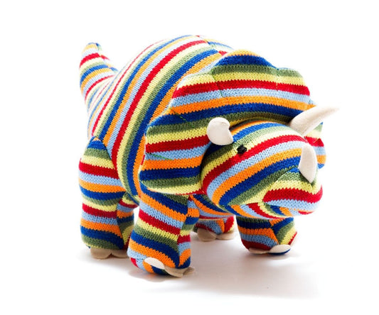 Triceratops Knitted Dinosaur - Rainbow
