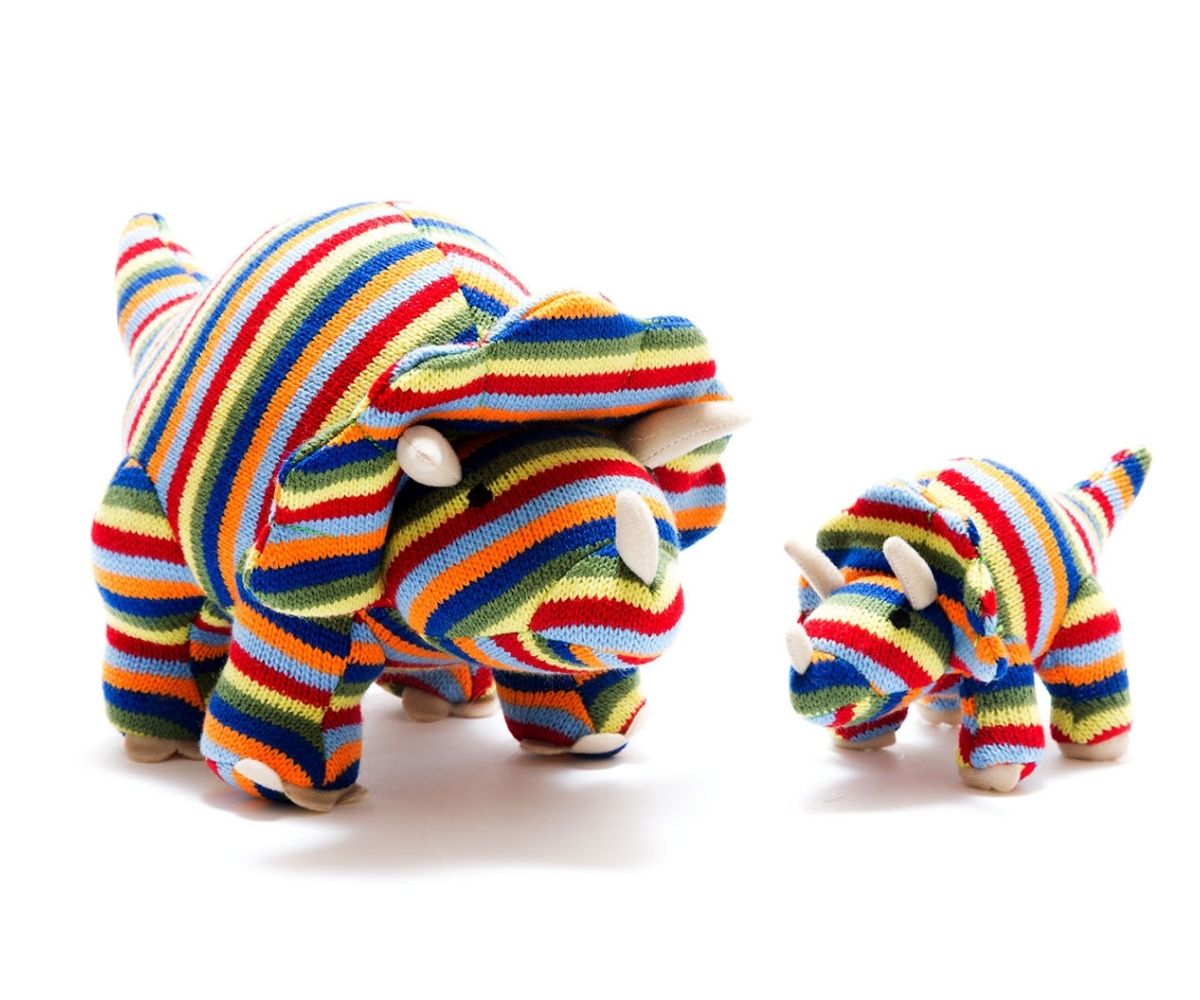 Triceratops Knitted Dinosaur - Rainbow