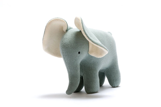 Large Knitted Elephant Soft Toy - Teal