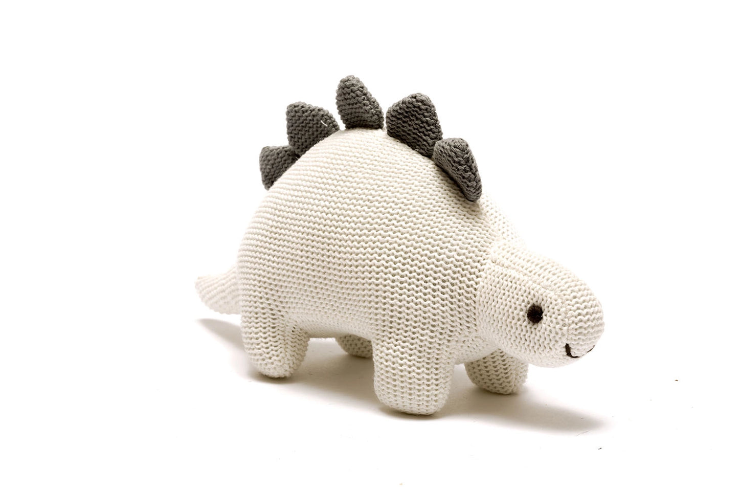 Stegosaurus Knitted Baby Rattle - White