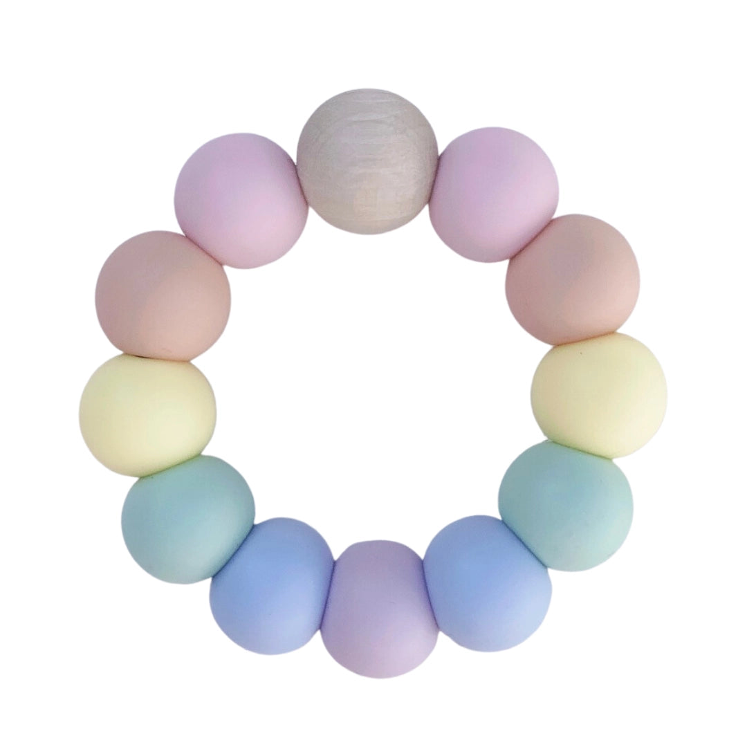 Chunky Silicone Teething Ring - Rainbow