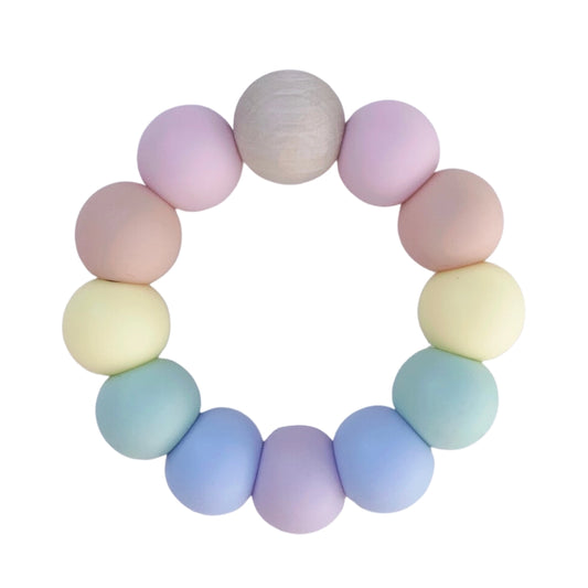 Chunky Silicone Teething Ring - Rainbow