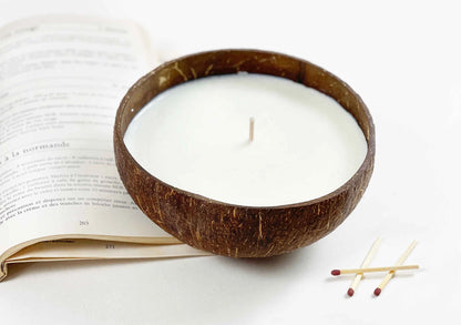Coconut Bowl Soy Wax Candle - Rosewood & Coconut Cream