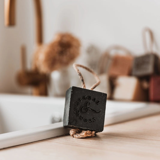 Chunky Soap on a Rope - Charcoal