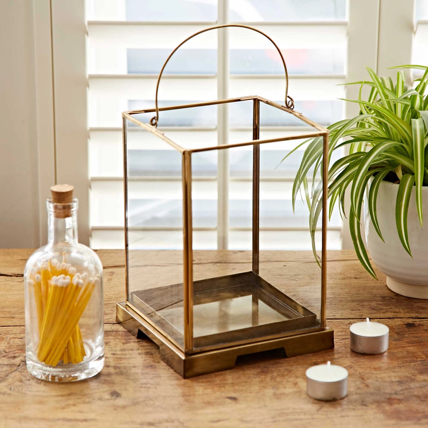 Large Antique Handmade Brass Lantern