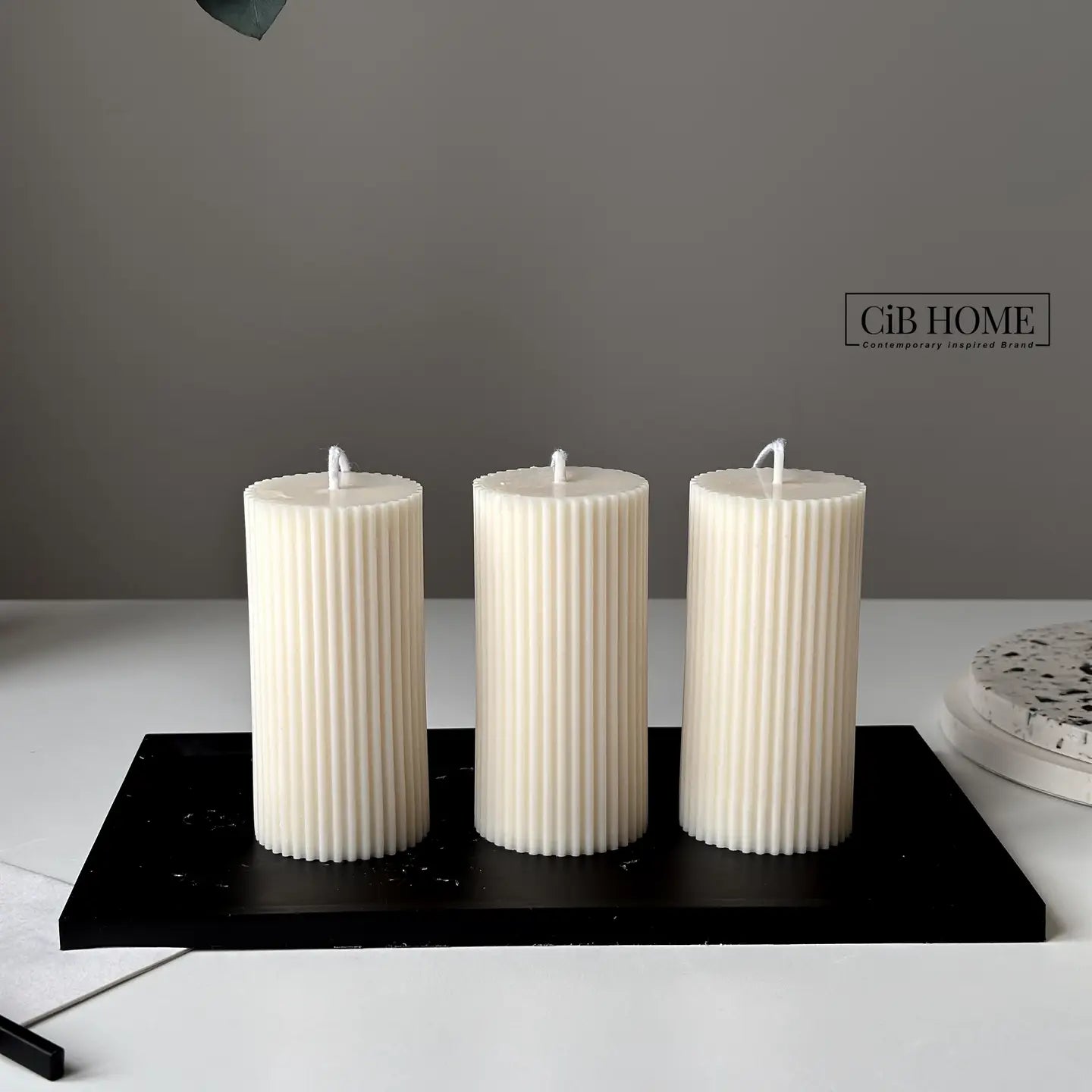 Medium Ribbed Pillar Candle