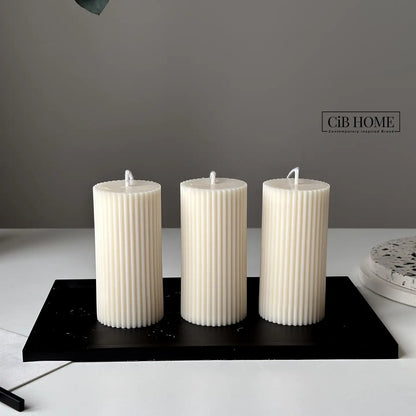 Medium Ribbed Pillar Candle
