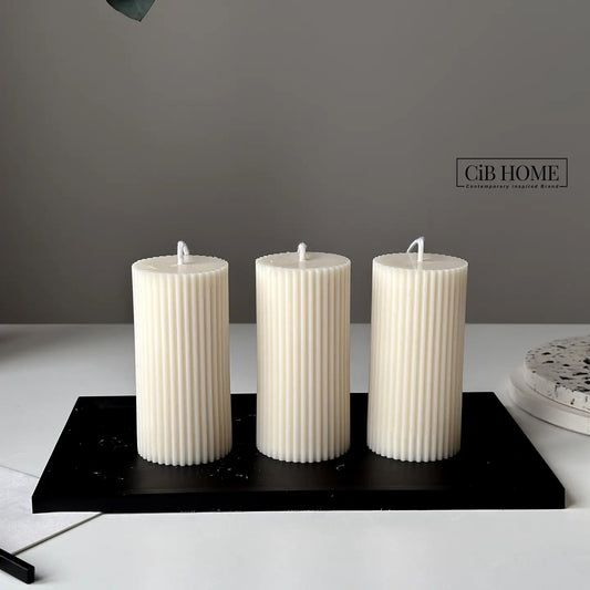 Medium Ribbed Pillar Candle