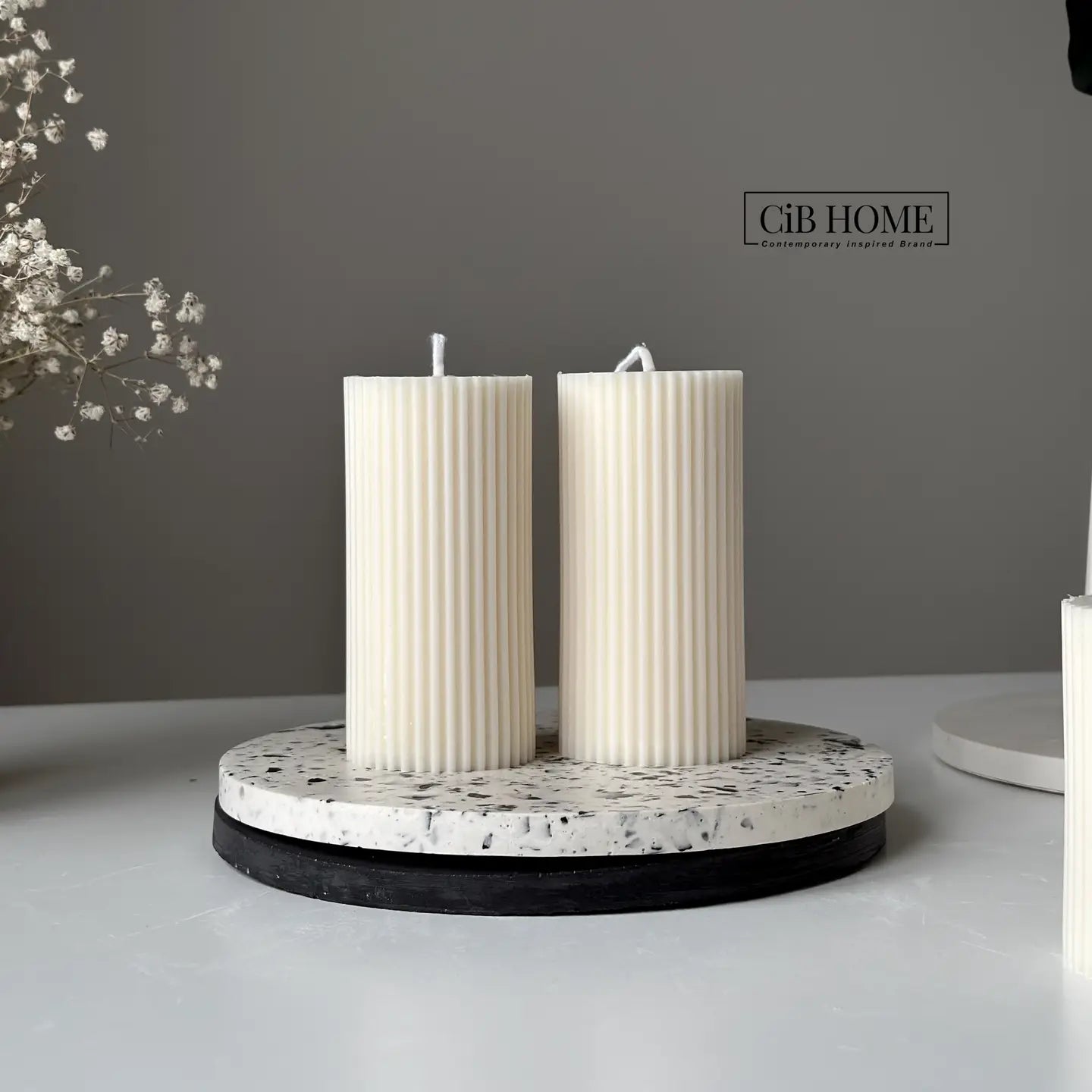 Medium Ribbed Pillar Candle