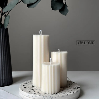Medium Ribbed Pillar Candle