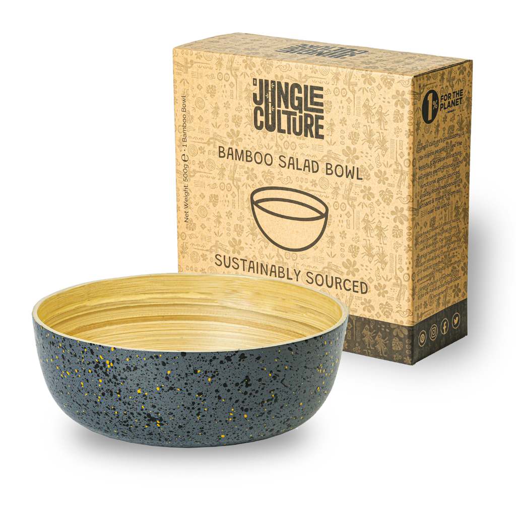 Handmade Bamboo Serving Bowl - Grey