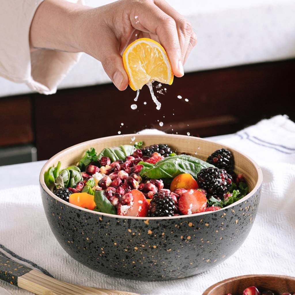 Handmade Bamboo Serving Bowl - Grey