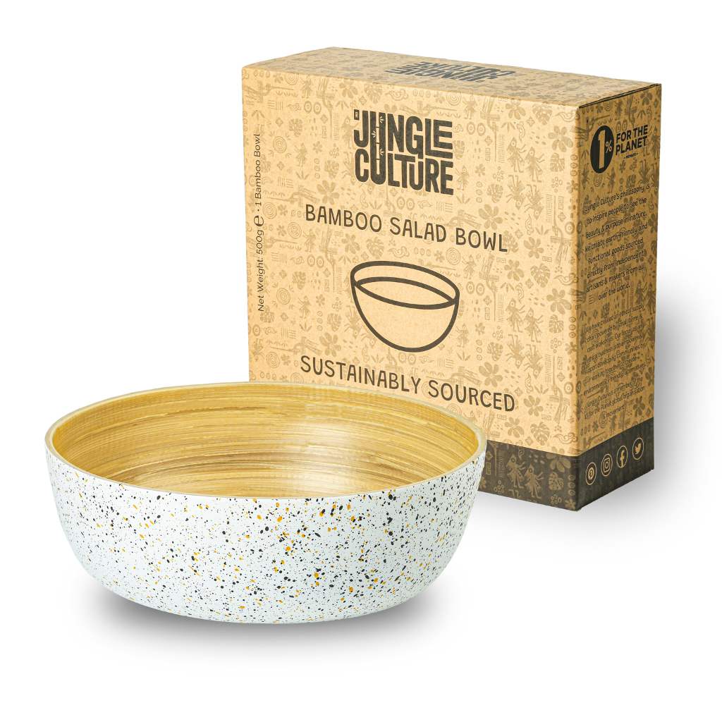 Handmade Bamboo Serving Bowl - White
