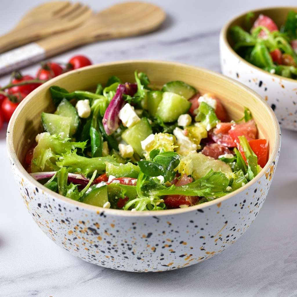 Handmade Bamboo Serving Bowl - White