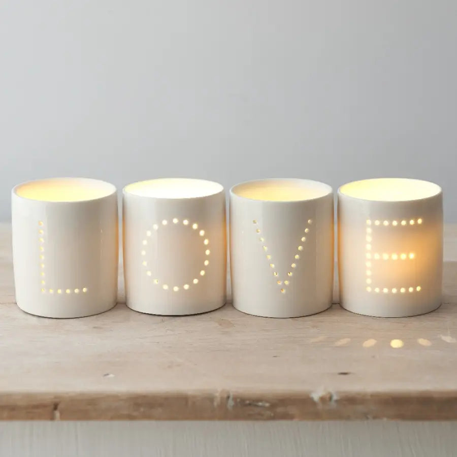 Tea Light Holders Set - LOVE