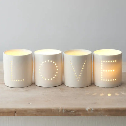 Tea Light Holders Set - LOVE