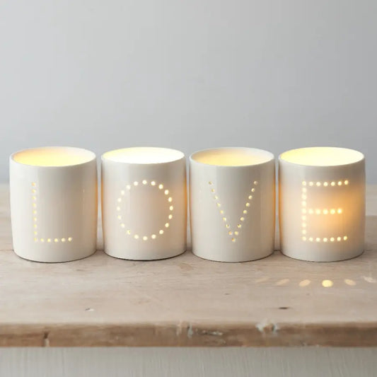 Tea Light Holders Set - LOVE