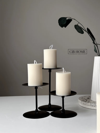Small Ribbed Pillar Candle