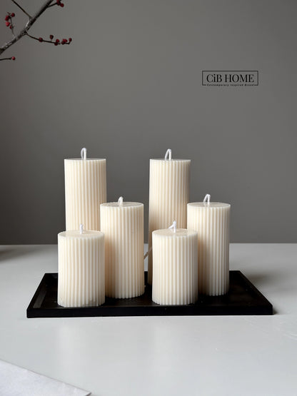 Small Ribbed Pillar Candle