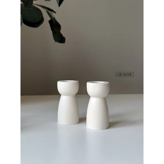 Set of Candlestick Holders - Natural Stone