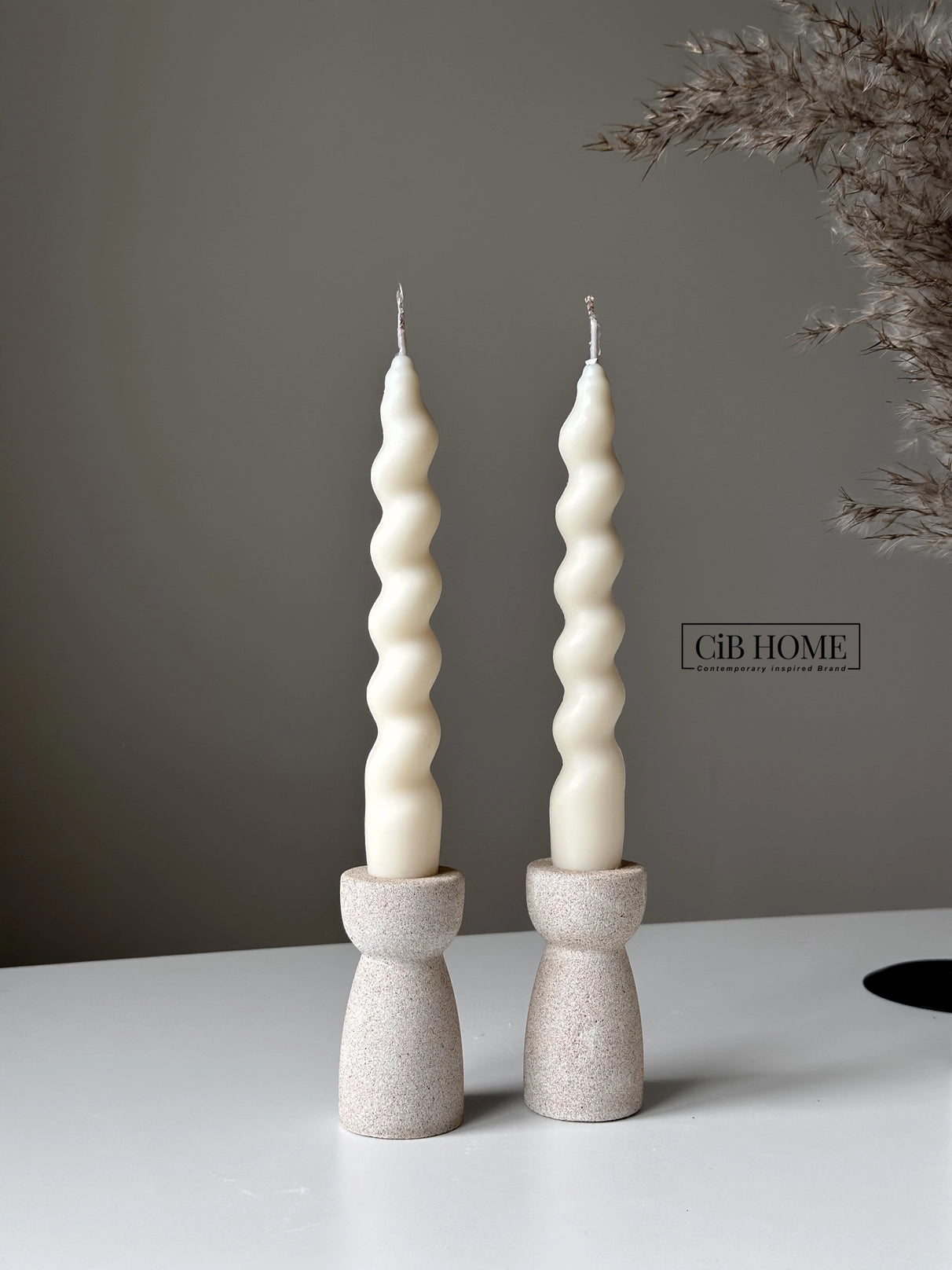 2 Twisted Chunky Taper Candles