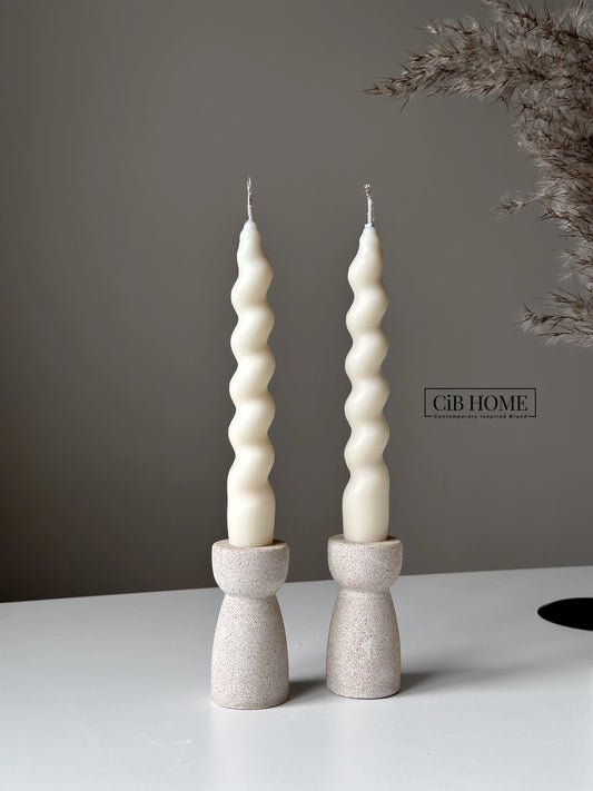 2 Twisted Chunky Taper Candles